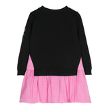 MONNALISA abito felpa girocollo tinta unita con fiori Nero per Neonata 19D918X NERO MONNALISA 