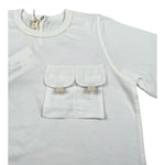 Zhoe & Tobiah T-Shirt Girocollo Tinta Unita con Taschino per Bambino BSE12MJ PANNA ZHOE & TOBIAH 