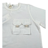 Zhoe & Tobiah T-Shirt Girocollo Tinta Unita con Taschino per Bambino BSE12MJ PANNA ZHOE & TOBIAH 