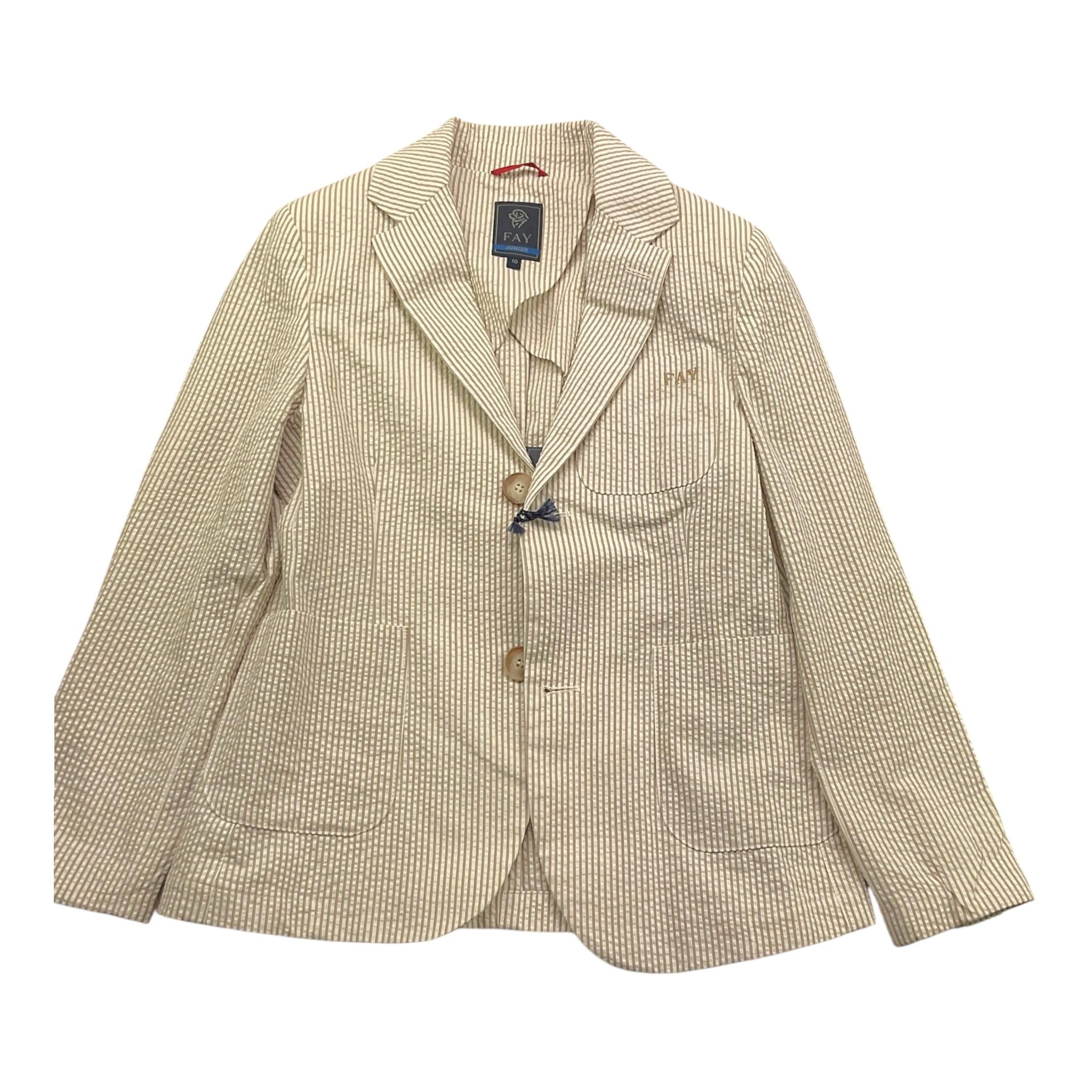 Fay Giacca Tinta Unita con Fantasia A Righe per Bambino FSP64G0078 BEIGE FAY 