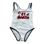 Saint Barth Costume Intero Tinta Unita con Logo per Bambina CARA003 BIANCO SAINT BARTH 
