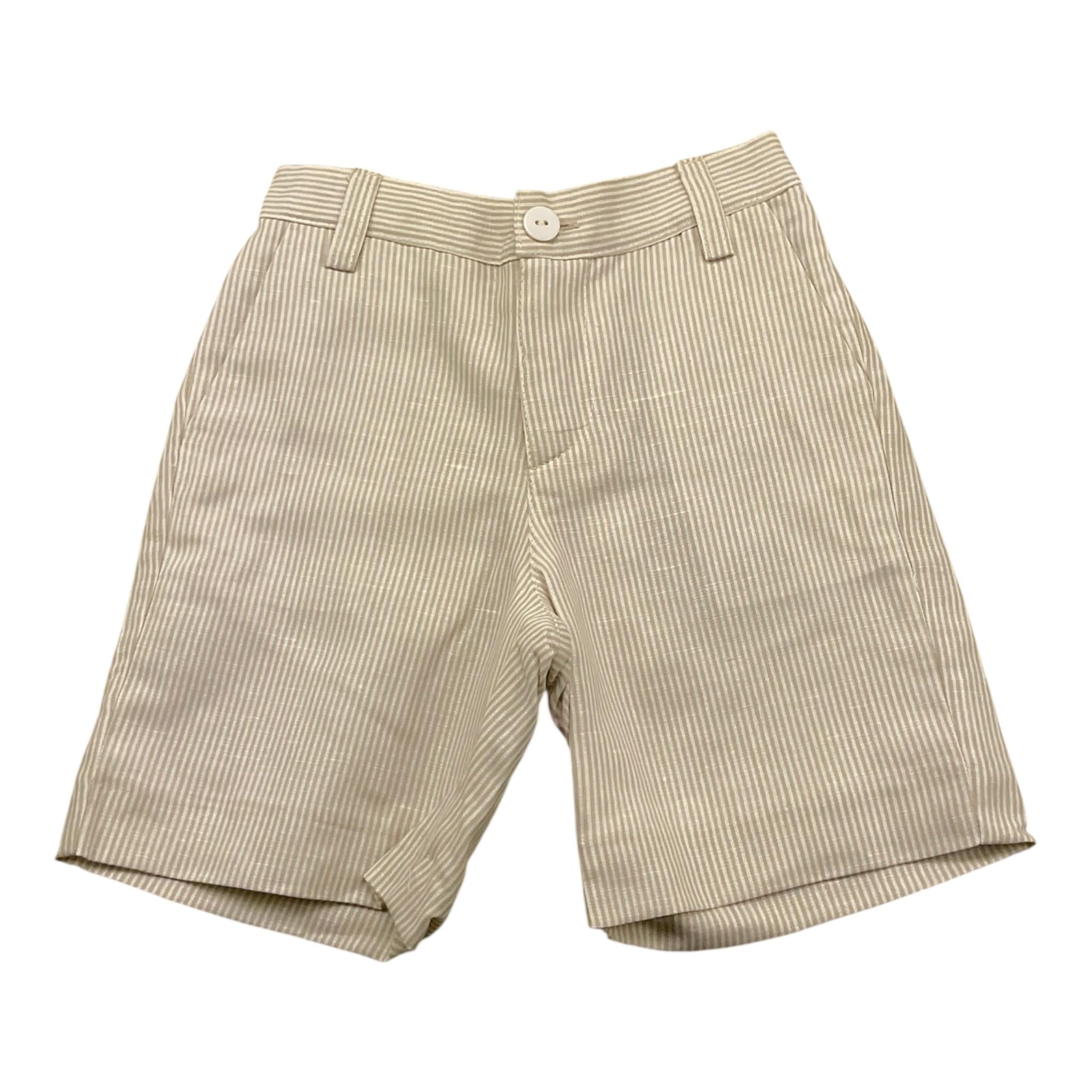 Amaya Bermuda Tinta Unita con Fantasia A Righe per Bambino 593520 BIANCO AMAYA 