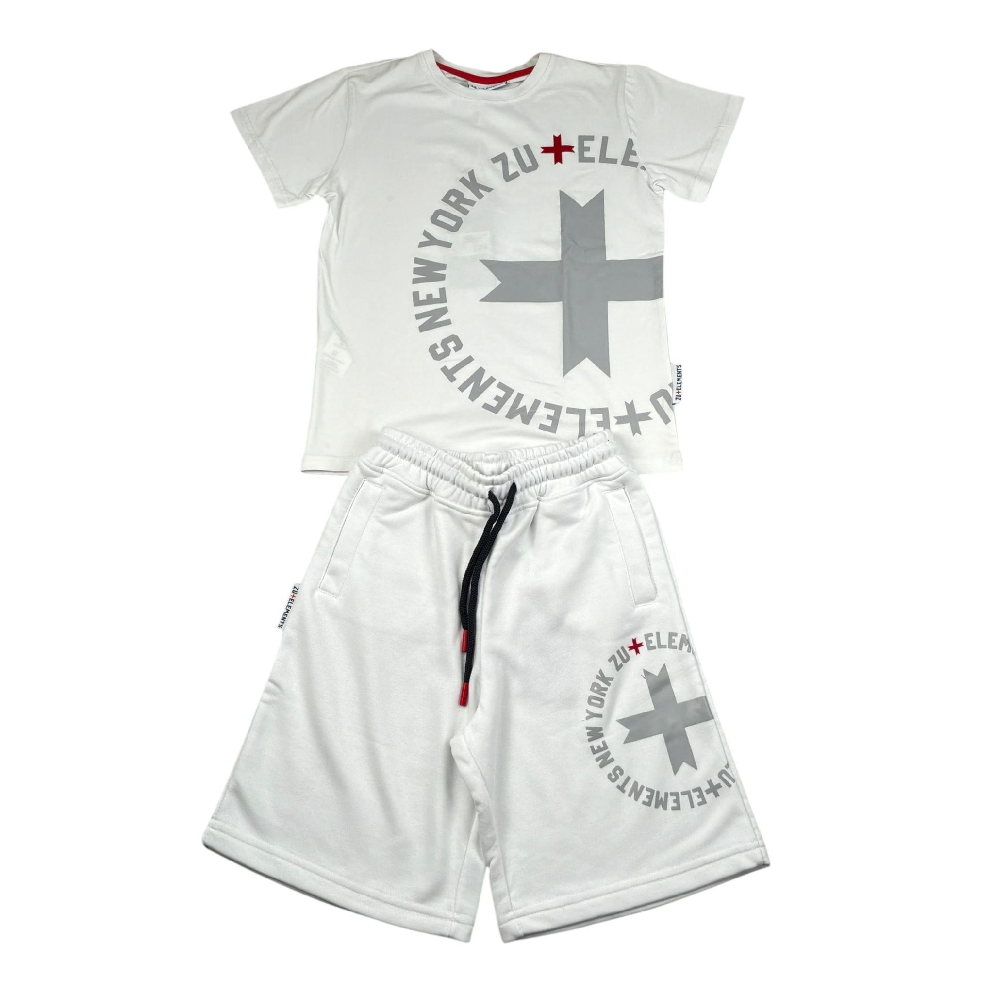 Dropseason2 Completo 2 Pezzi T-Shirt-Bermuda Tinta Unita per Bambino ZU1740 BIANCO DROPSEASON2 