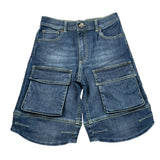 Dondup Bermuda In Denim Tinta Unita con Tasconi per Bambino DMBE023 BLU DONDUP 