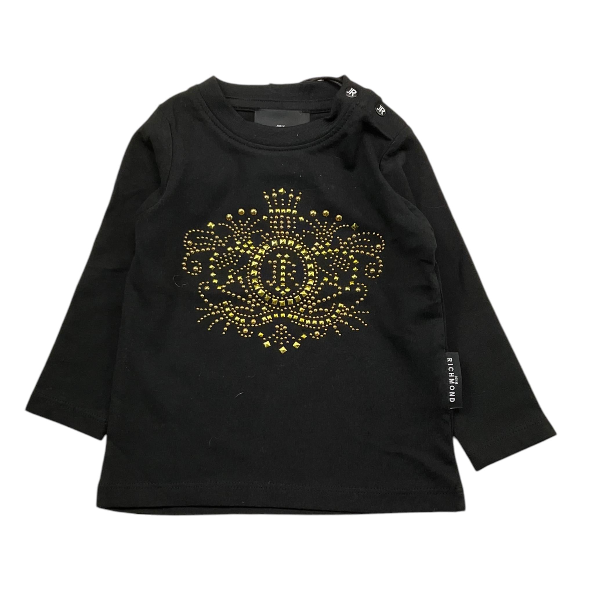 JOHN RICHMOND shirt girocollo tinta unita con stampa Nero per Neonata RIA25073TS NERO JOHN RICHMOND 