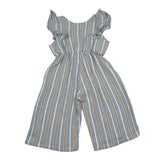 Petit Indi Tuta Intera Tinta Unita con Fantasia A Righe per Neonata SS25BK5229X BLU PETIT INDI 