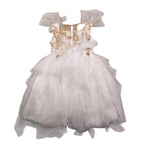 Miss Leod Abito Giromanica con Ricami E Tulle Panna per Bambina 4544 PANNA MISS LEOD 