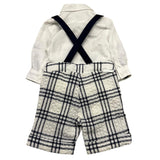 Carlo Pignatelli Completo 3 Pezzi Camicia-Salopette-Papillon Bianco/Blu Per Neonato