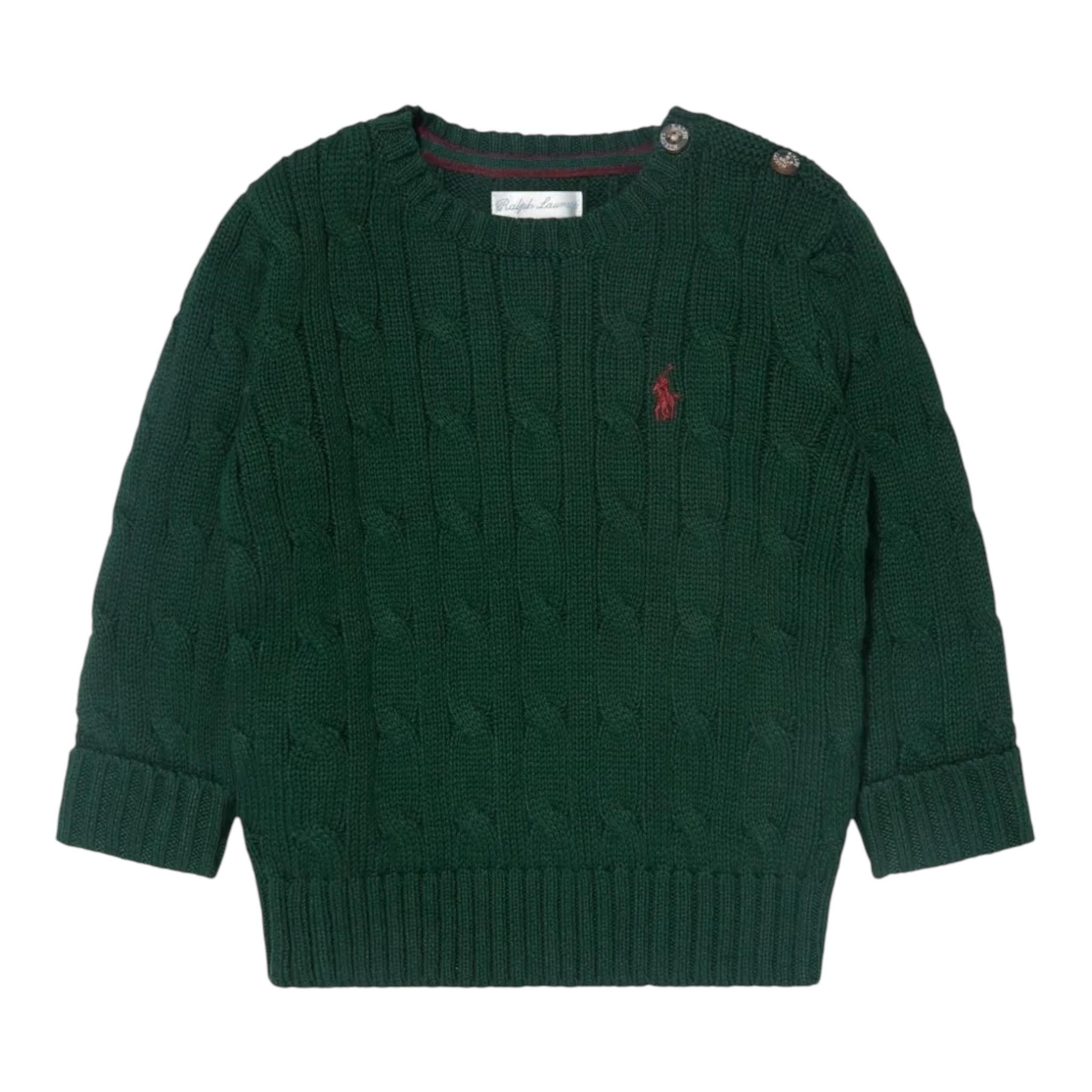 RALPH LAUREN maglia tinta unita con logo Verde per Neonato 320702674054 VERDE RALPH LAUREN 