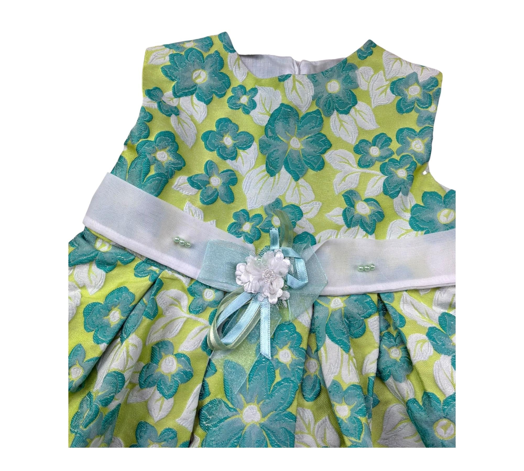 Safer Baby Abito Giromanica Tinta Unita con Ricami per Bambina 2163 VERDE SAFER BABY 