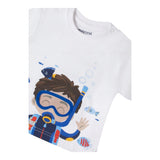 Mayoral T-Shirt Girocollo Tinta Unita con Stampa In Contrasto Bianco per Neonato