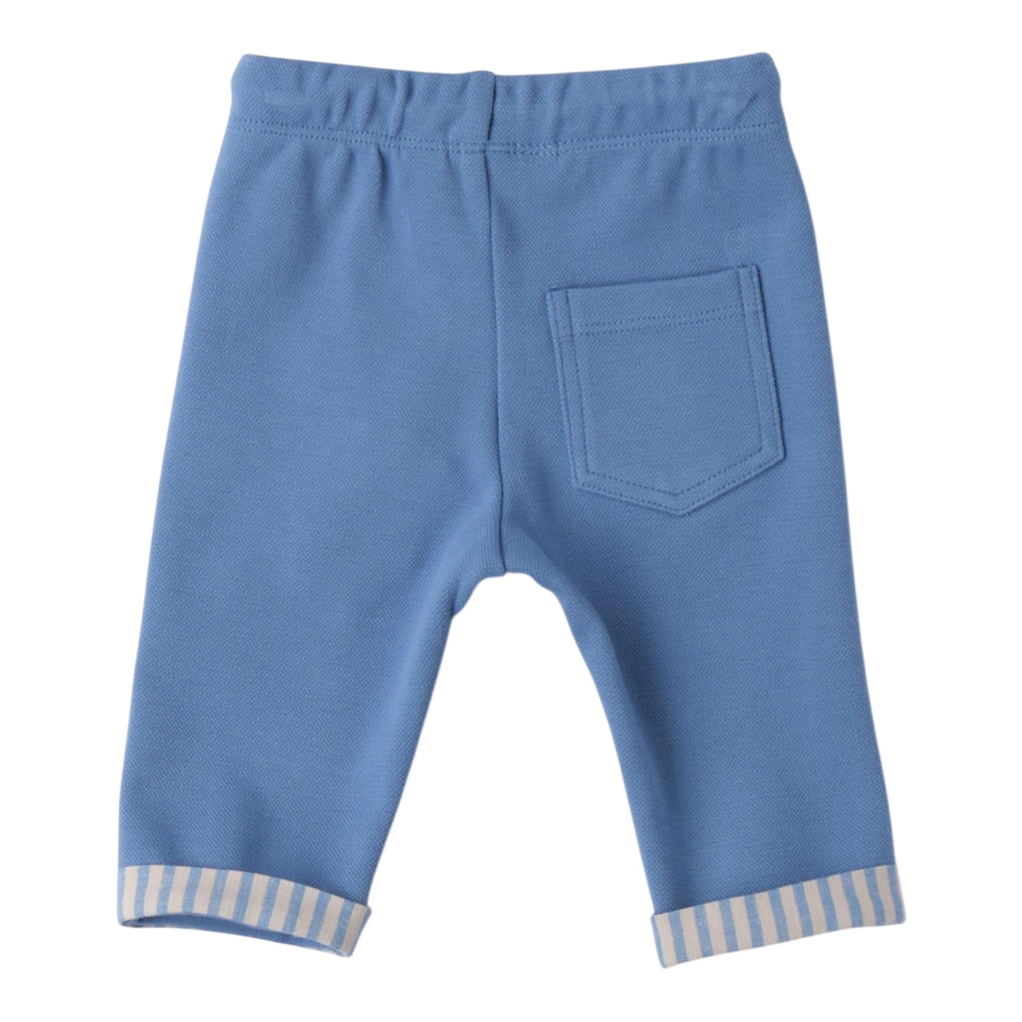 Mini Banda Pantalone Tinta Unita con Elastico In Vita per Neonato 3B624 BLU MINI BANDA 