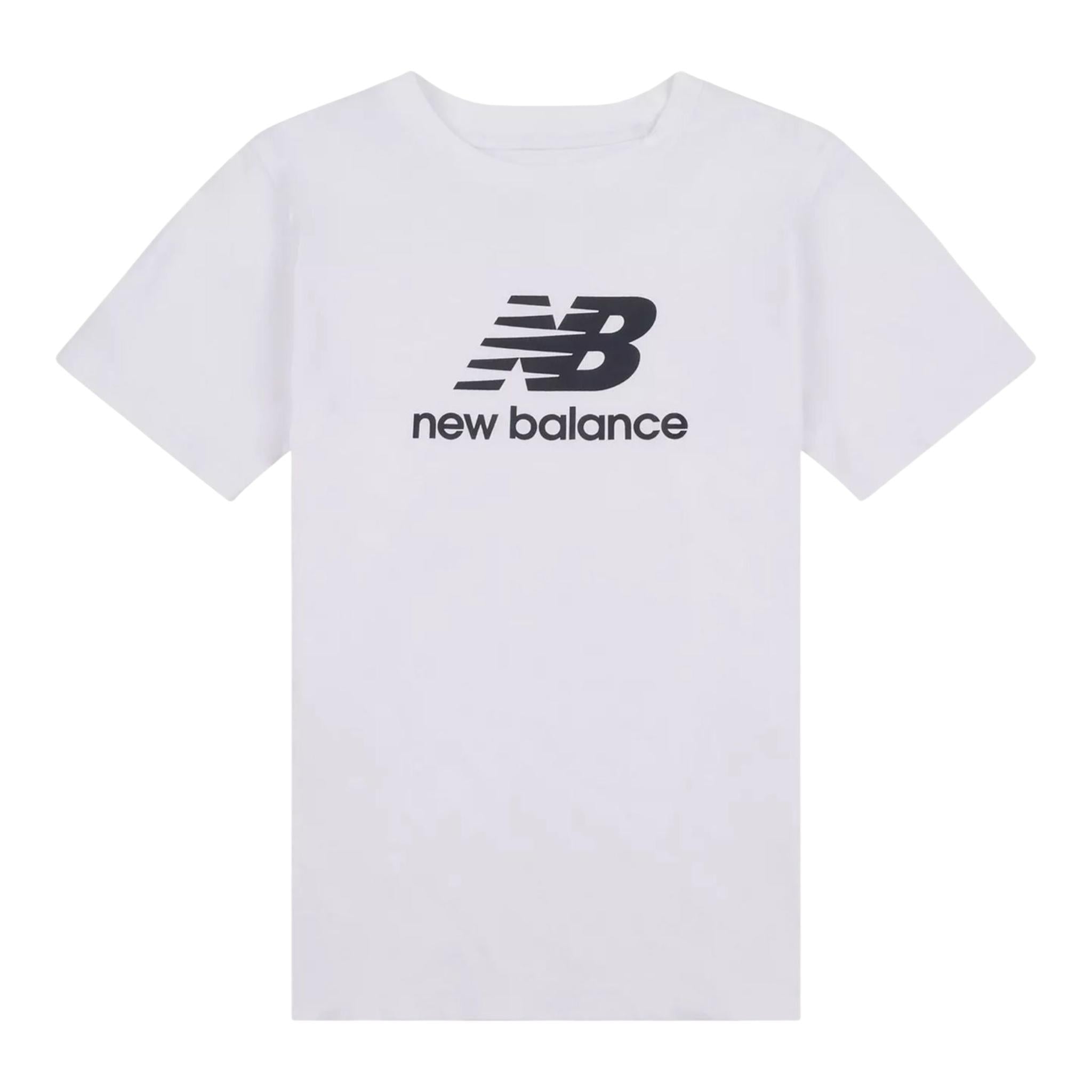 New Balance T-Shirt Girocollo Tinta Unita con Stampa Logo per Bambino LAKB0009 BIANCO NEW BALANCE 