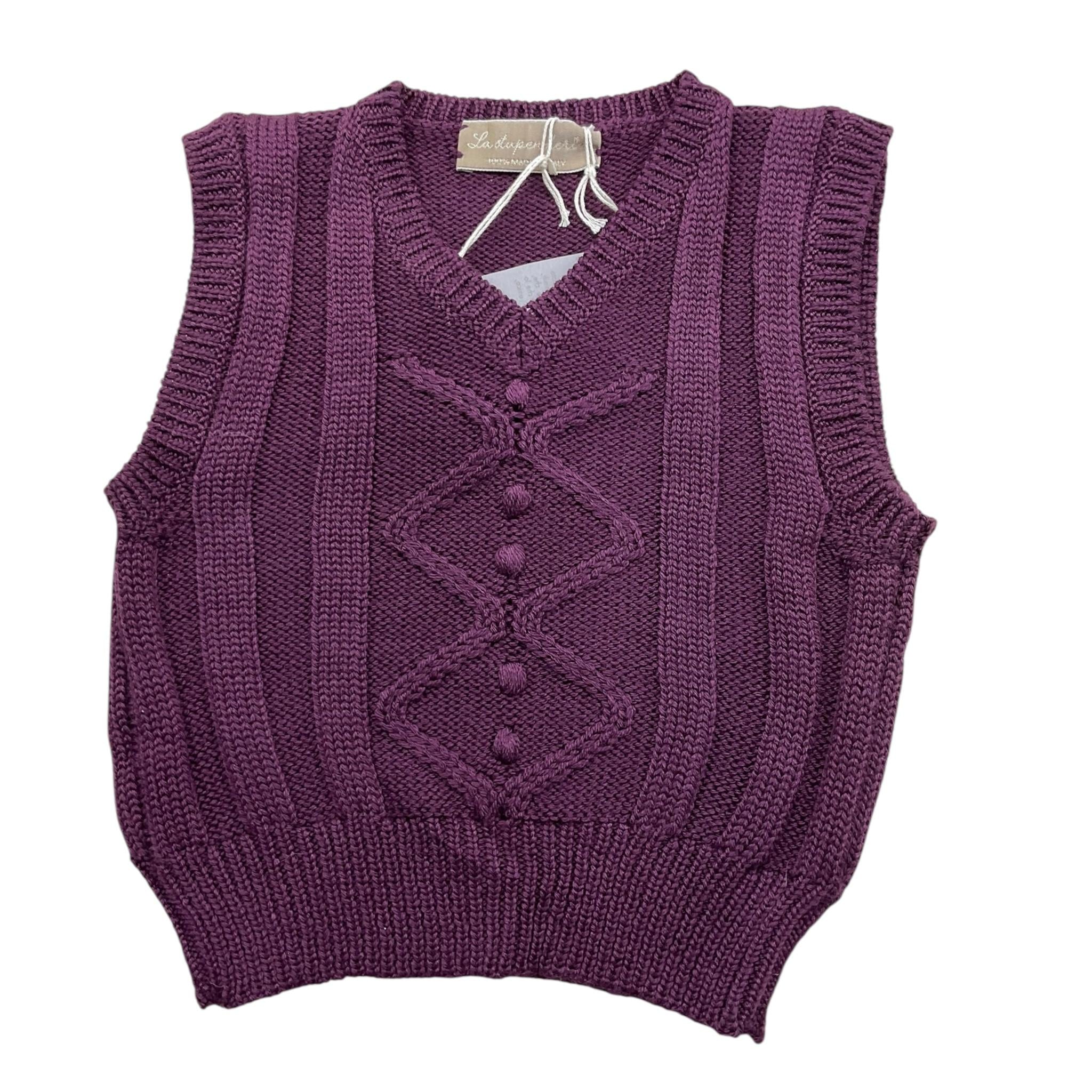 LA STUPENDERIA gilet tinta unita in maglia Viola per Bambina WJGL42XJ VIOLA LA STUPENDERIA 