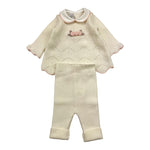 MARLU' completo 2pz tinta unita shirt-ghettina Panna per Neonata IB1419 PANNA MARLU' 