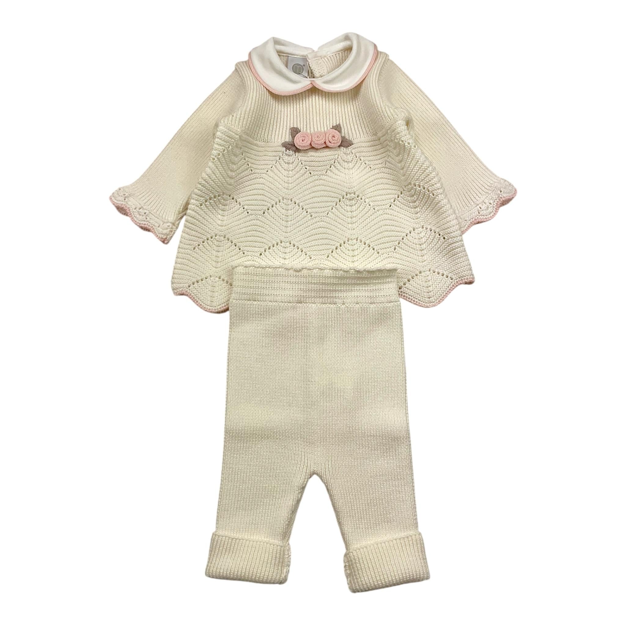 MARLU' completo 2pz tinta unita shirt-ghettina Panna per Neonata IB1419 PANNA MARLU' 