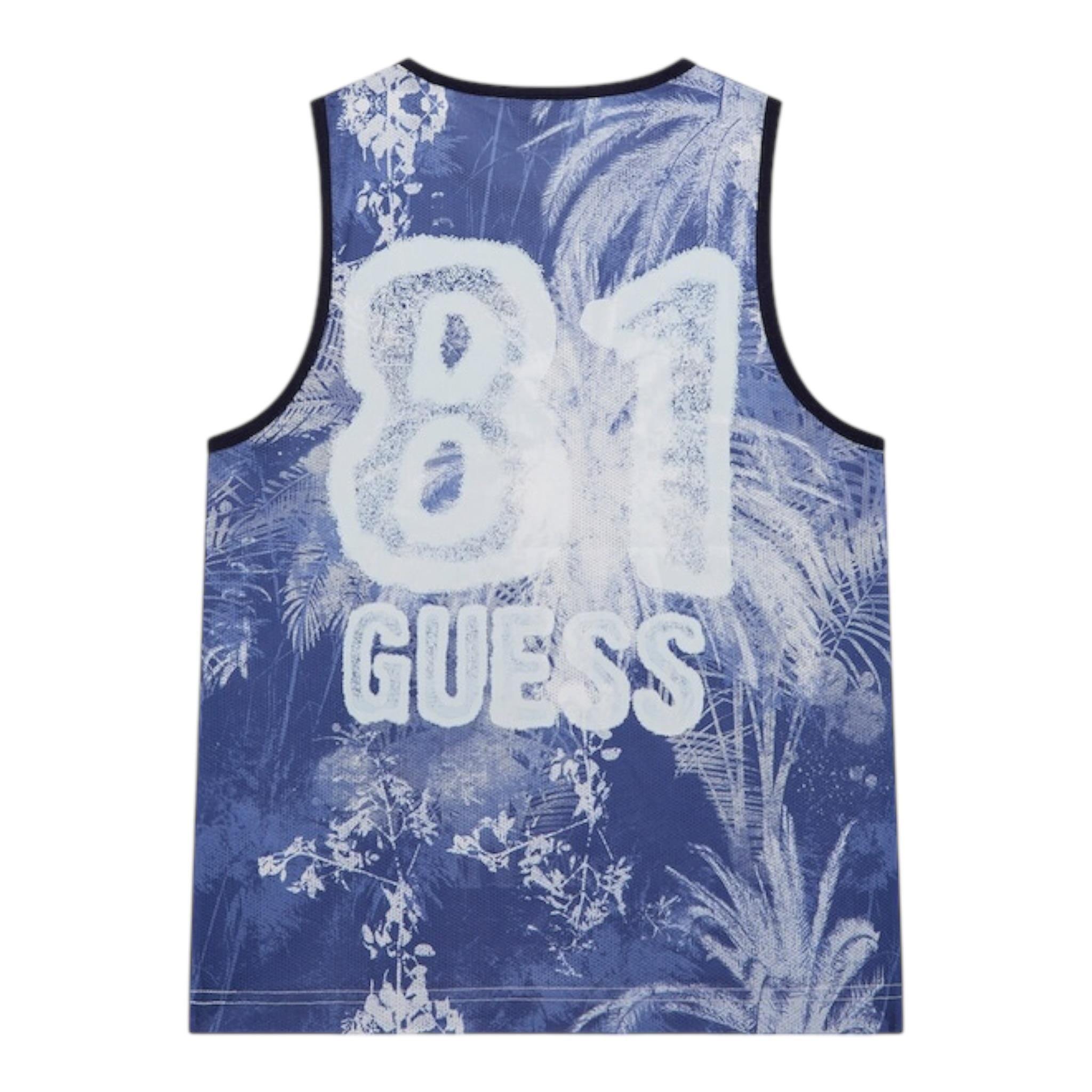 Guess Canotta Tinta Unita con Stampa per Bambino L5GI23KC7I0 BLU GUESS 