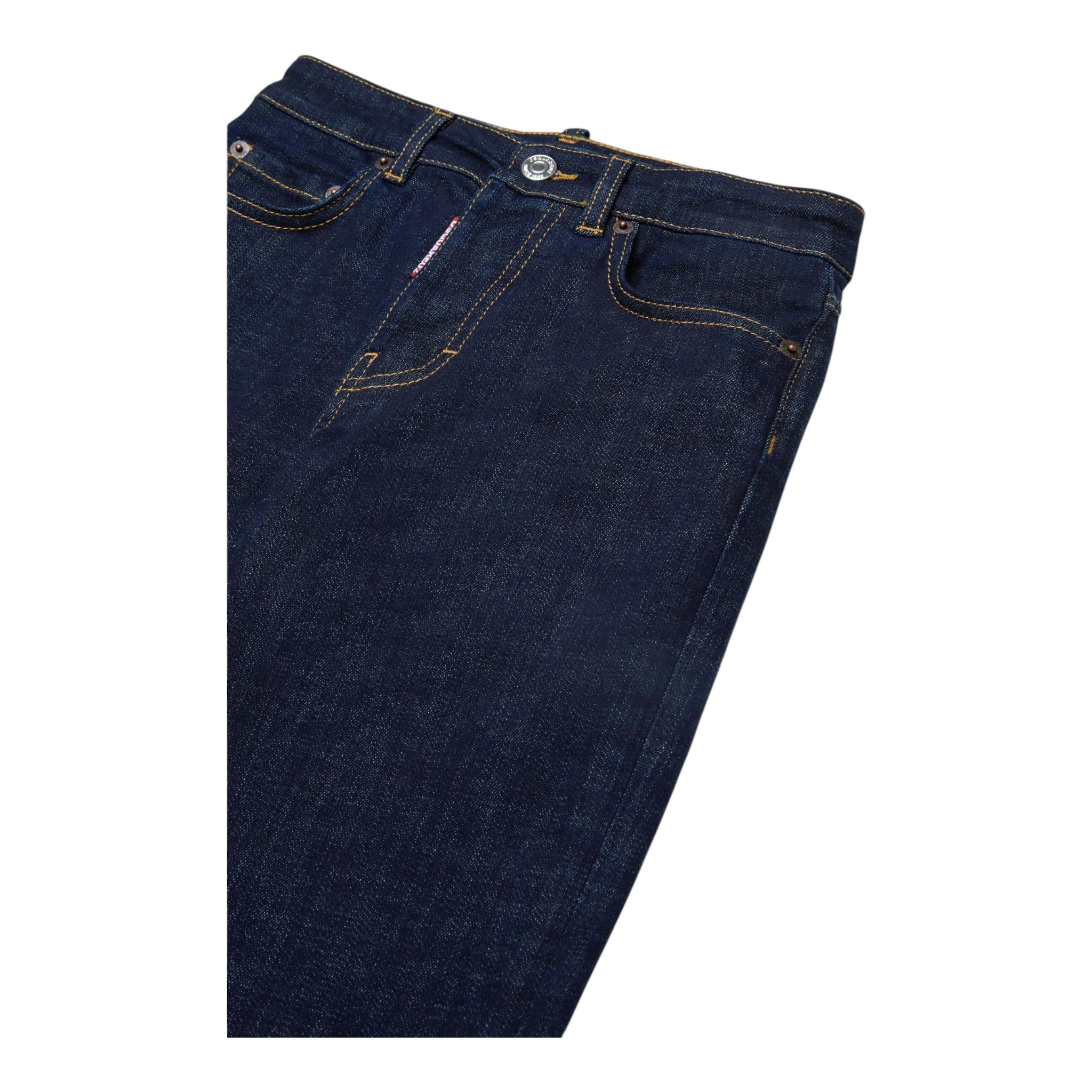 DSQUARED2 jeans tinta unita con cuciture in contrasto Blu per Bambino DQ2252 BLU DSQUARED2 