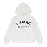 ICEBERG felpa chiusa con cappuccio tinta unita con stampa logo Bianco per Bambina MFICE5336J BIANCO ICEBERG 
