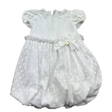 Le Bebe Abito Mezza Manica Tinta Unita con Tulle per Neonata LBG0576 BIANCO LE BEBE 