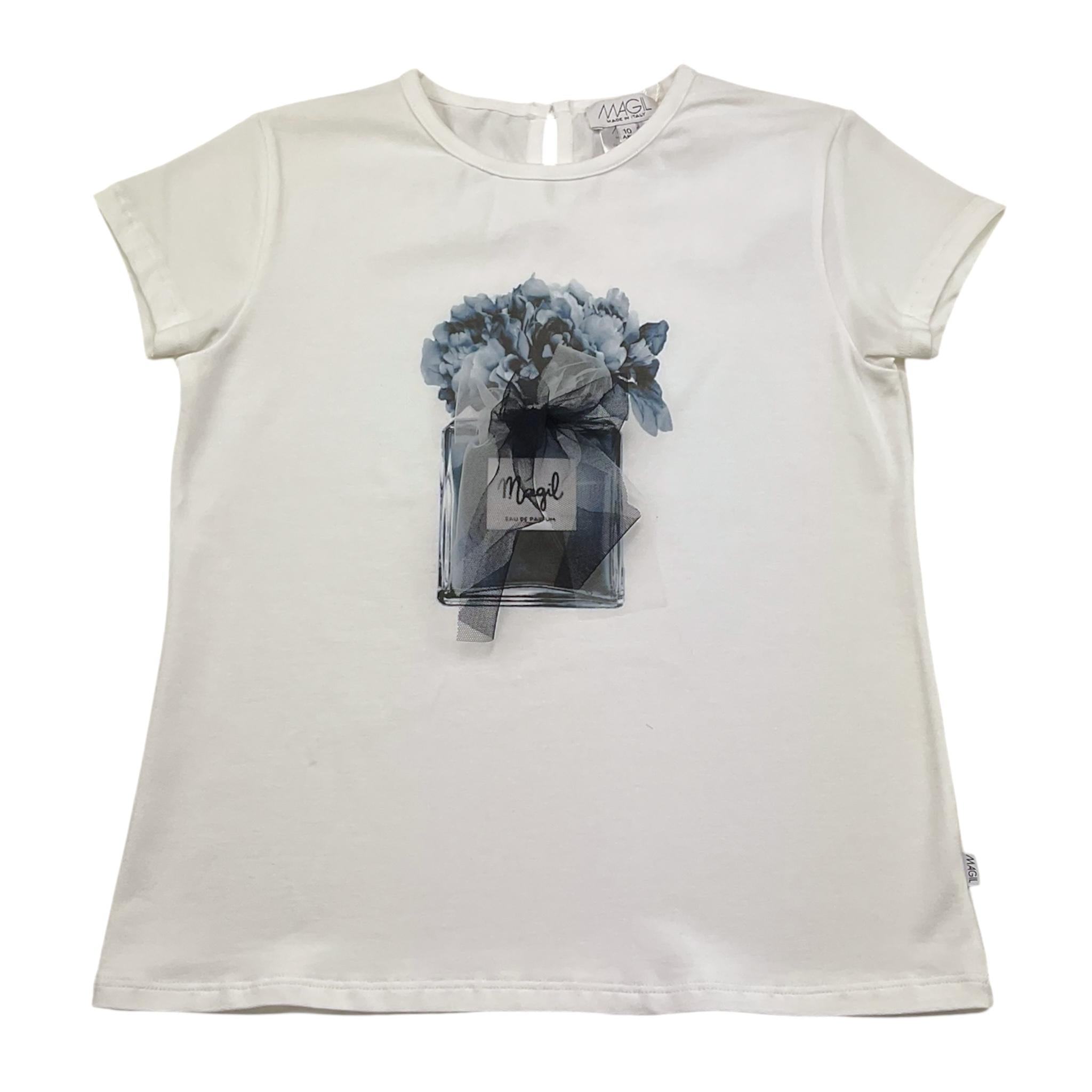 Magil T-Shirt Girocollo Tinta Unita con Stampa per Bambina ZM26096 BIANCO MAGIL 