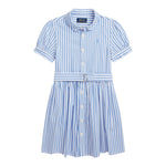 Ralph Lauren Abito Mezza Manica Tinta Unita con Fantasia A Righe per Bambina 313934129002 BIANCO RALPH LAUREN 