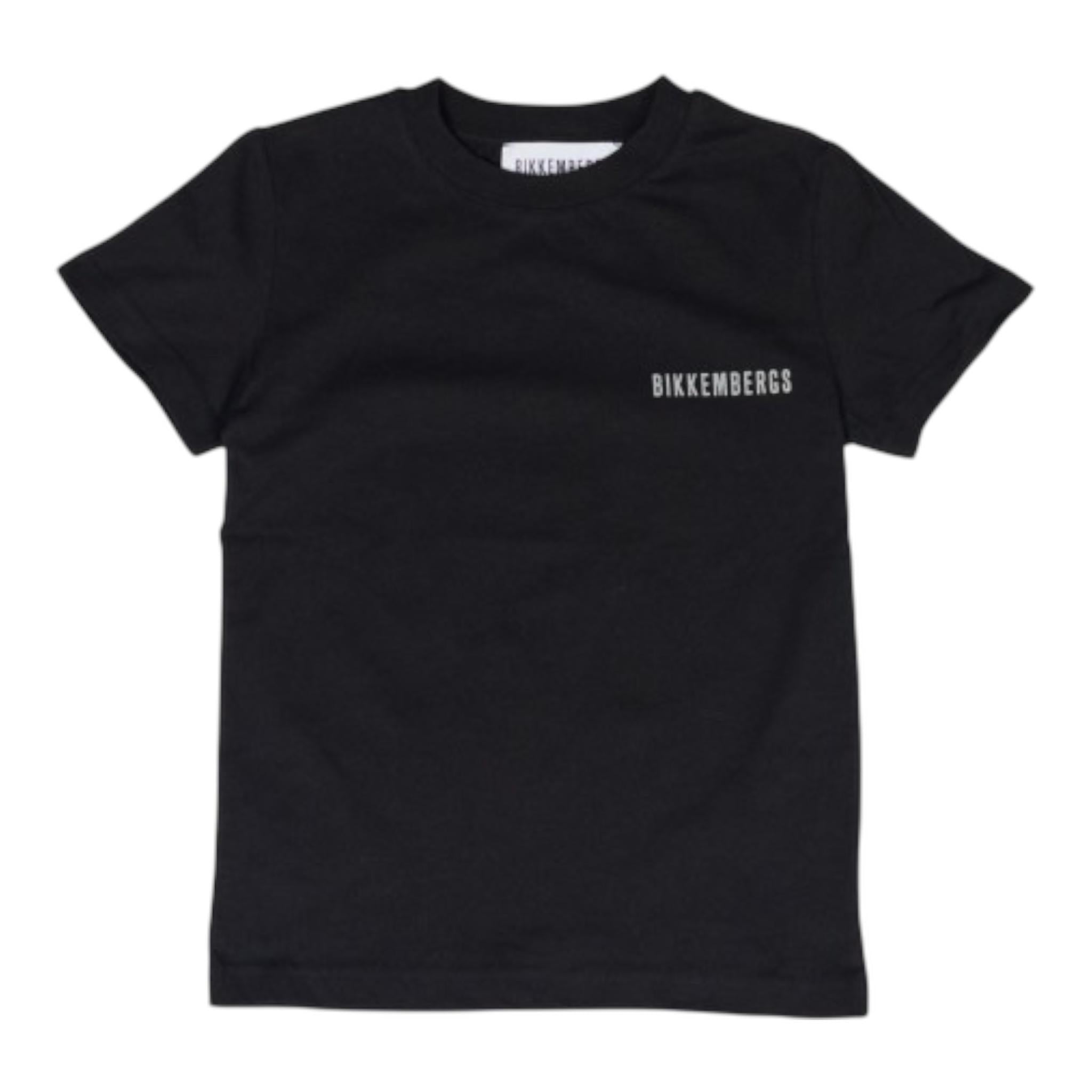 Bikkembergs T-Shirt Girocollo Tinta Unita con Logo per Bambino BK1602 NERO BiKKEMBERGS 
