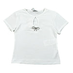 Lu Lu By Miss Grant T-Shirt Girocollo Tinta Unita con Applicazione per Bambina LL3588 BIANCO LU LU BY MISS GRANT 