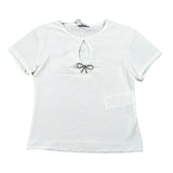 Lu Lu By Miss Grant T-Shirt Girocollo Tinta Unita con Applicazione per Bambina LL3588 BIANCO LU LU BY MISS GRANT 