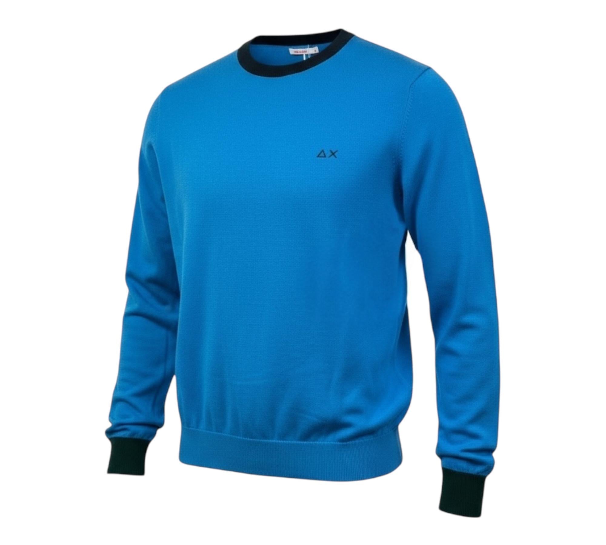 Sun68 Maglia Girocollo Tinta Unita con Logo per Bambino K32307 TURCHESE SUN68 