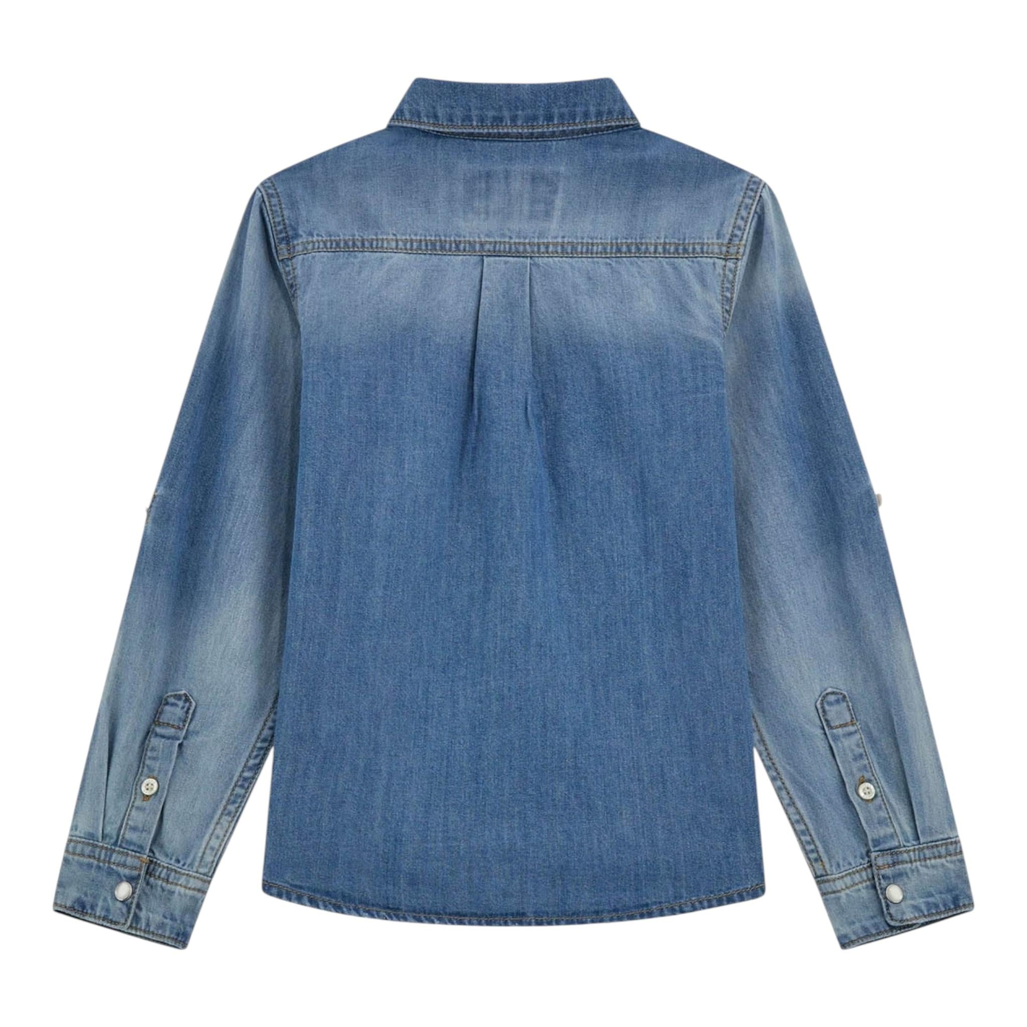 Guess Camicia In Denim Tinta Unita Manica Lunga per Bambino L5RH05D5K80 AZZURRO GUESS 