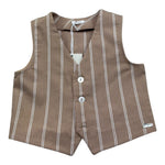 Le Bebe' Gilet Tinta Unita Fantasia A Righe per Neonato LBB5394 MARRONE LE BEBE' 