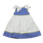 Ilfarobimbi Abito Tinta Unita Giromanica con Fiocchi per Neonata IFB50585X BIANCO/BLU ILFAROBIMBI 