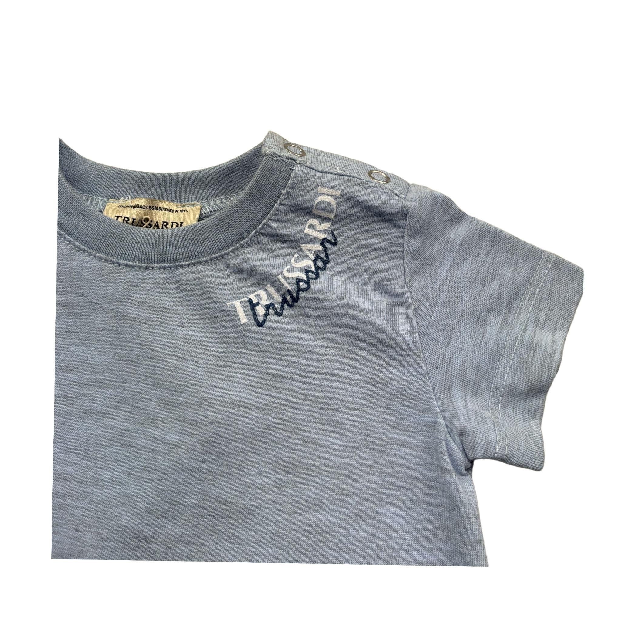 Trussardi T-Shirt Girocollo Tinta Unita con Logo per Neonato TIP26112TS AZZURRO TRUSSARDI 