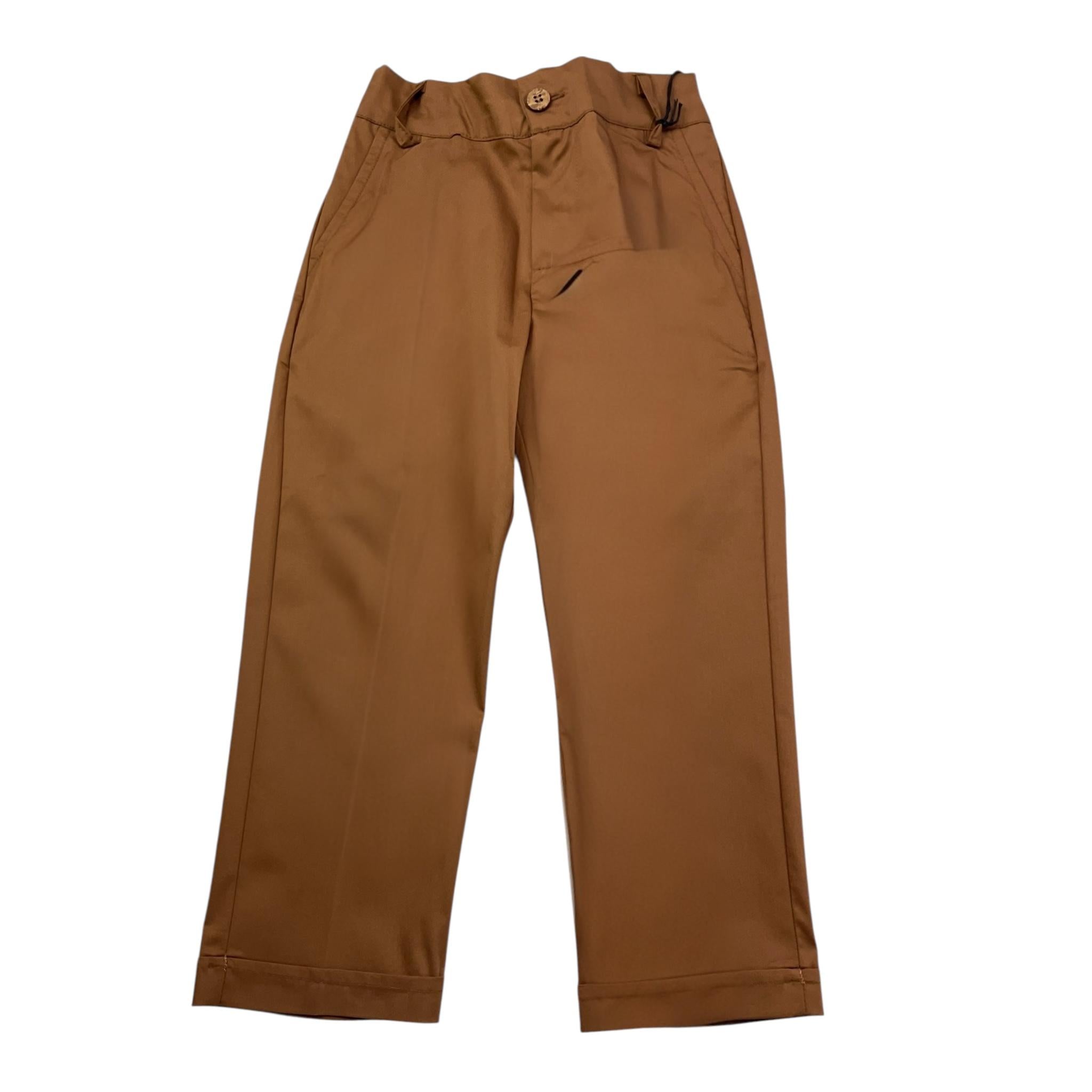 Never Too Pantalone Tinta Unita con Elastico In Vita per Bambino NT2010B MARRONE NEVER TOO 