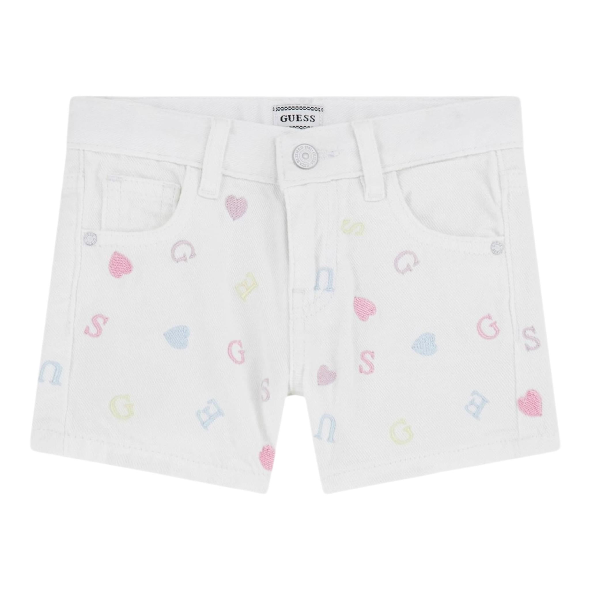Guess Short Tinta Unita con Ricami per Neonata K5GD15WH630 BIANCO GUESS 