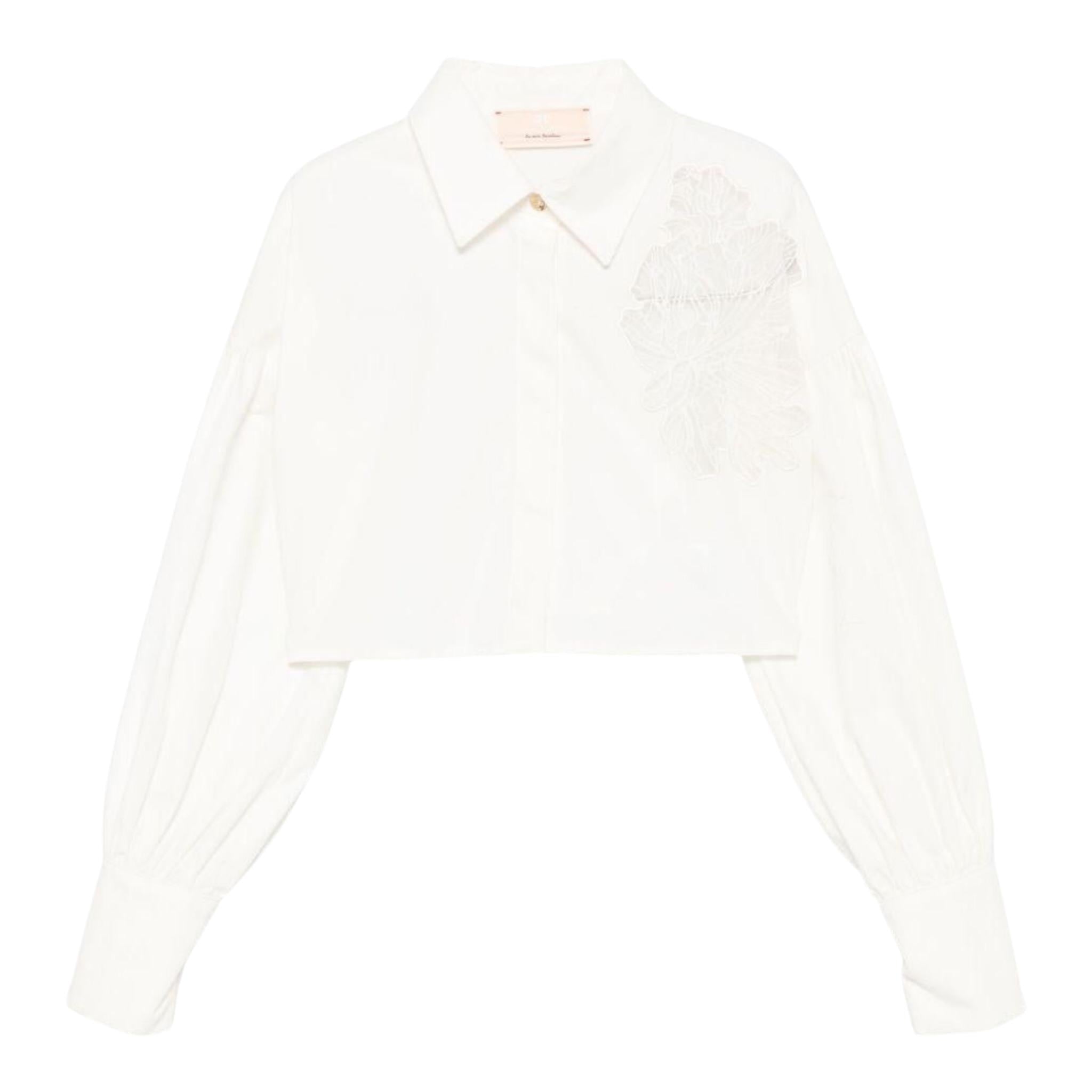 Elisabetta Franchi Camicia Manica Lunga Tinta Unita con Ricami per Bambina EFCA263X PANNA ELISABETTA FRANCHI 