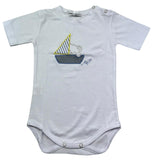 Manuel & Frank Body Mezza Manica Tinta Unita con Ricami per Neonato MF7397I BIANCO MANUEL & FRANK 