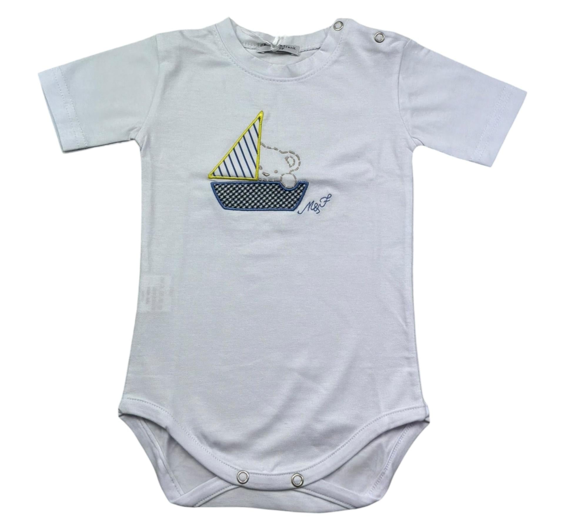 Manuel & Frank Body Mezza Manica Tinta Unita con Ricami per Neonato MF7397I BIANCO MANUEL & FRANK 