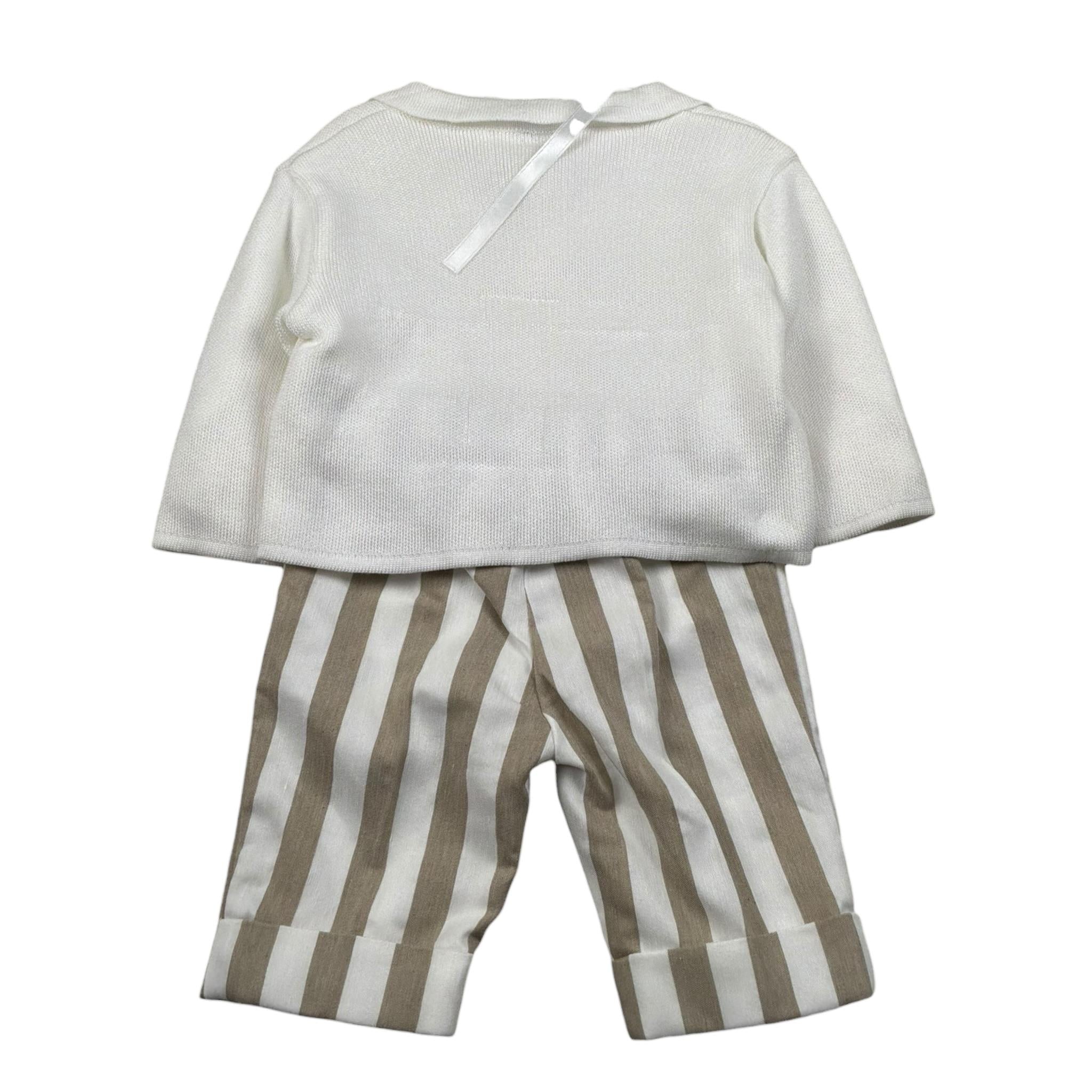 Marlu' Completo 4 Pezzi Cardigan-Camicia-Papillin-Pantalone per Neonato EF6661 PANNA MARLU' 