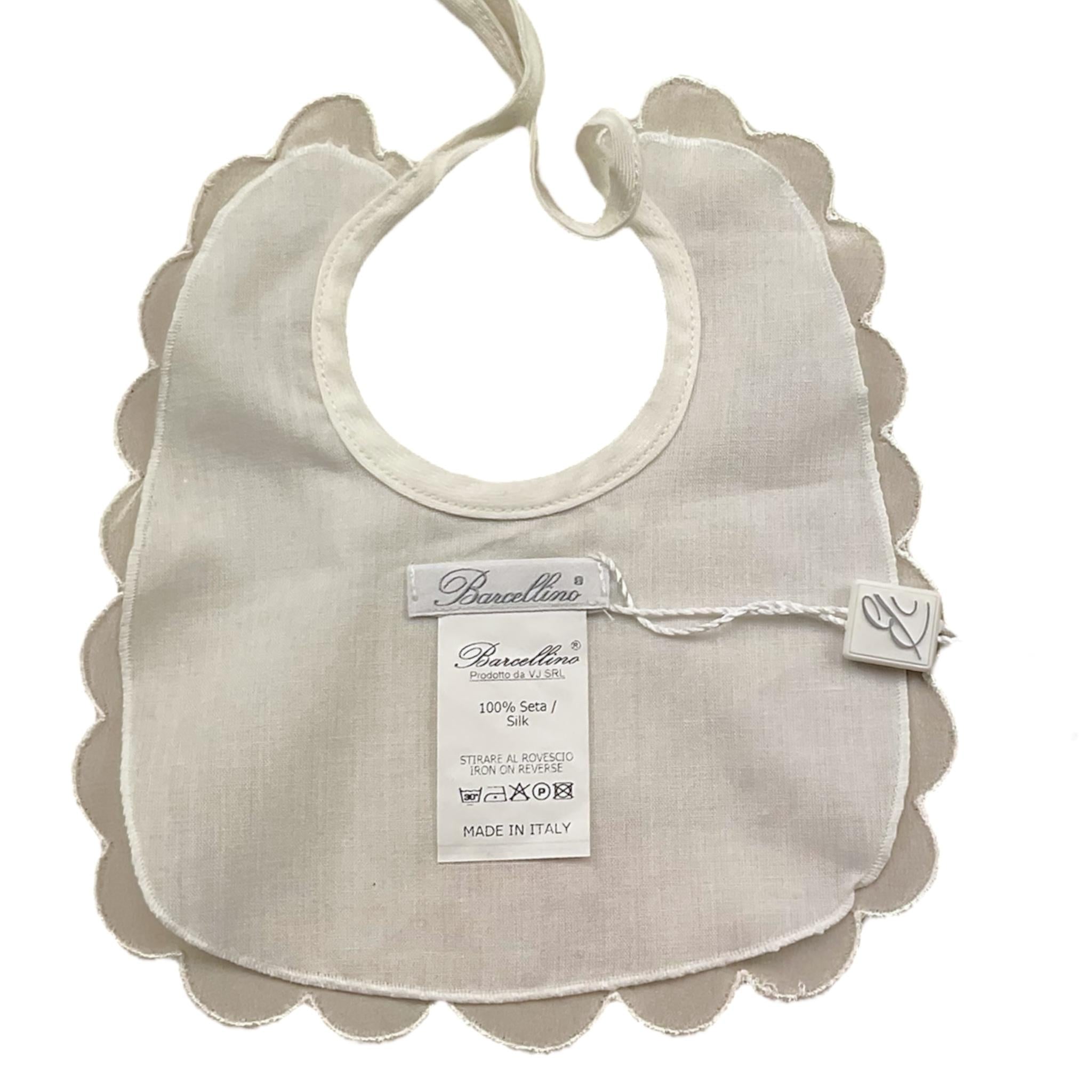 Barcellino Bavetta Tinta Unita con Stampa per Neonata 9431 BIANCO BARCELLINO 