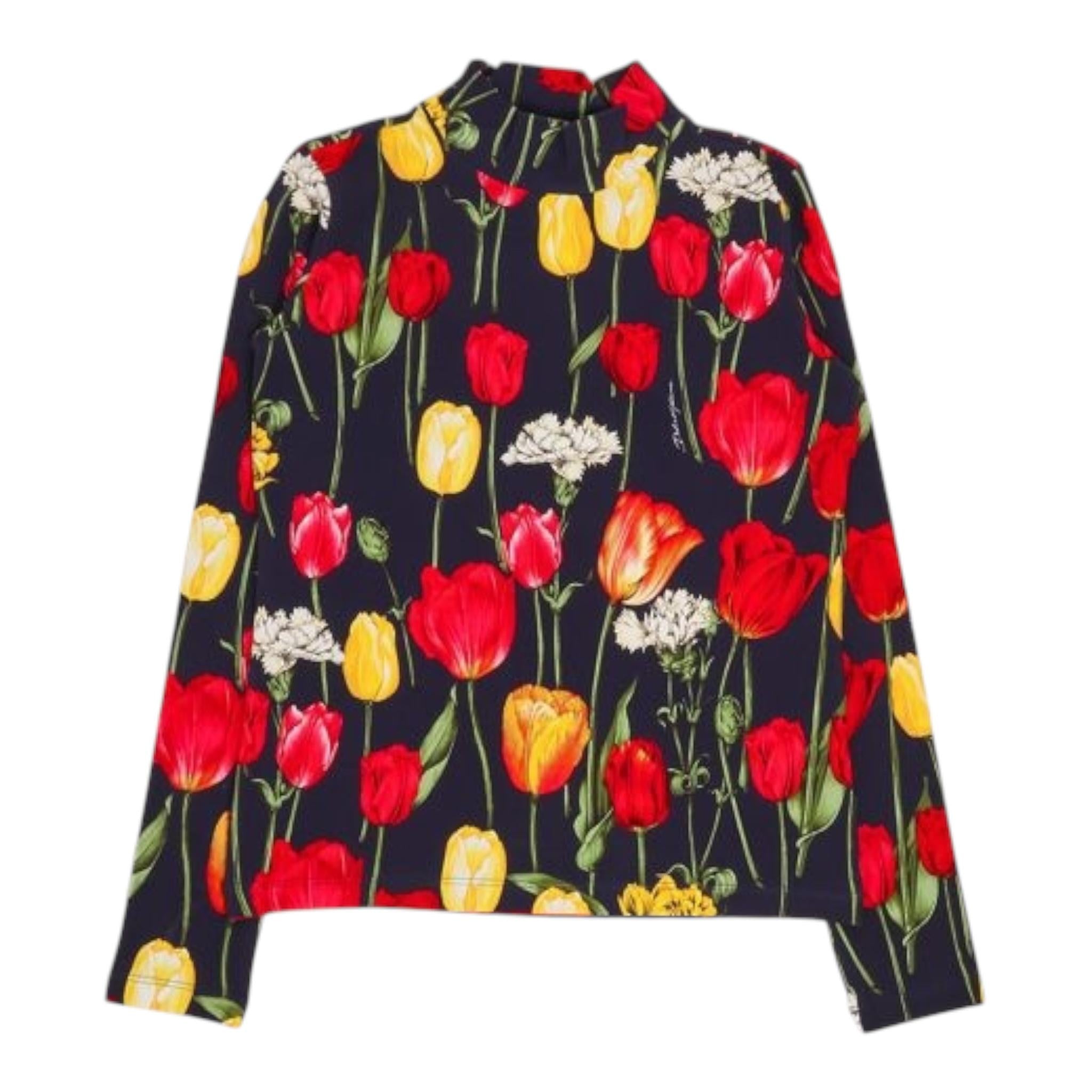 DOLCE & GABBANA shirt tinta unita mezzo collo con stampa Blu per Neonata L5JTLEN BLU DOLCE & GABBANA 