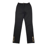Relish Pantalone Tinta Unita Con Finto Bottone E Elastico In Vita Nero Per Bambina