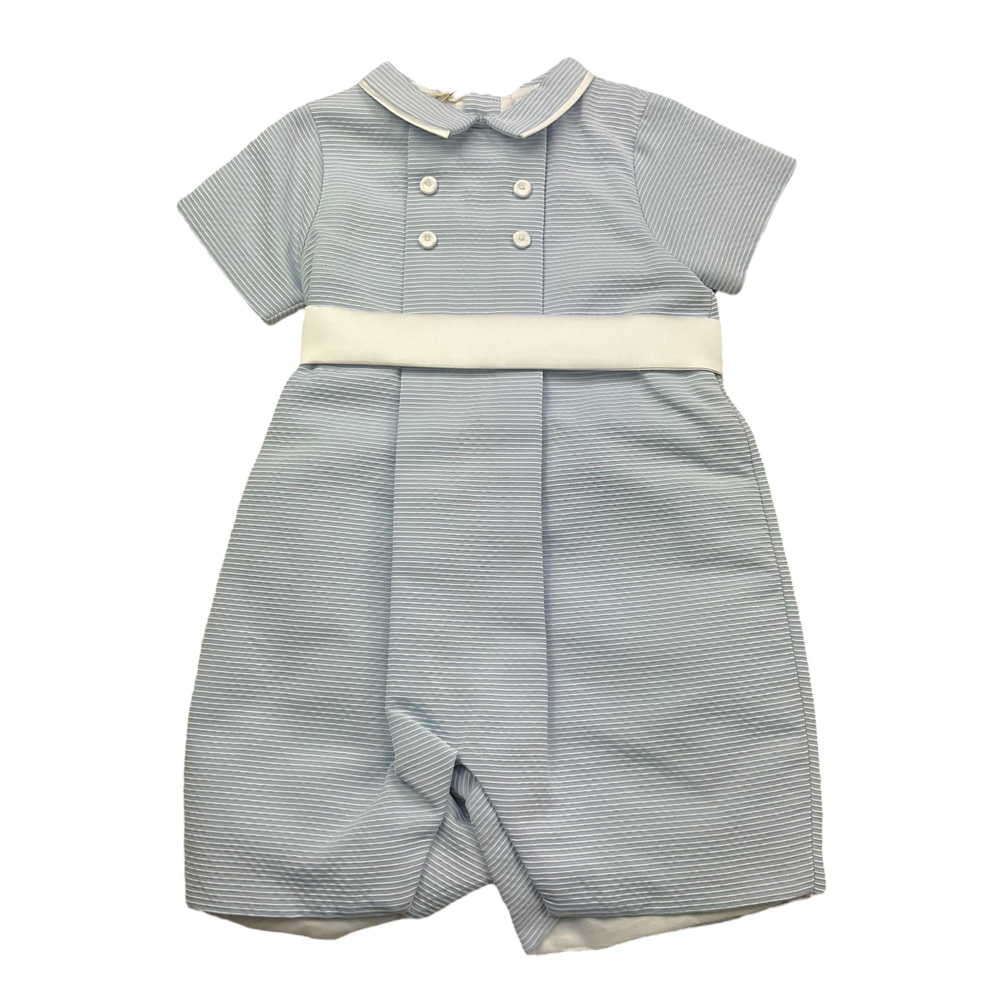 La Stupenderia Pagliaccetto Tinta Unita con Fantasia A Righe per Neonato CBPG53 AZZURRO LA STUPENDERIA 