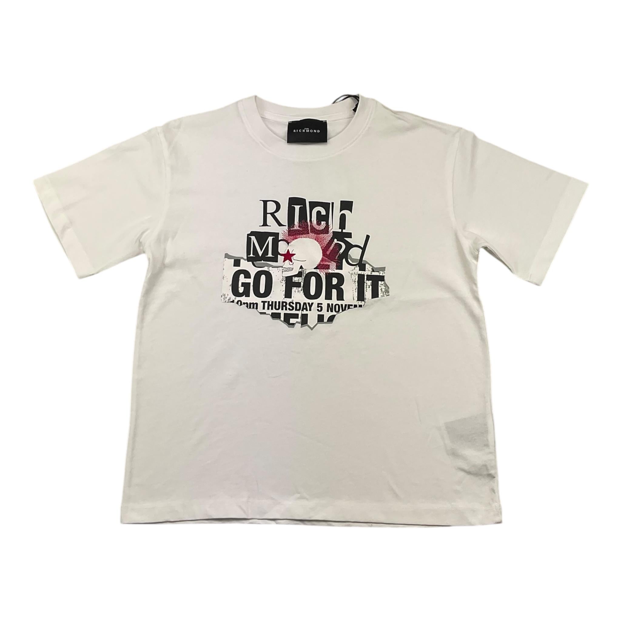 JOHN RICHMOND t-shirt girocollo tinta unita con stampa in contrasto Bianco per Bambina RGA25118TS BIANCO JOHN RICHMOND 