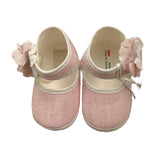 Lalalu' Ballerine Tinta Unita con Fiore e Strappi Rosa per Neonata