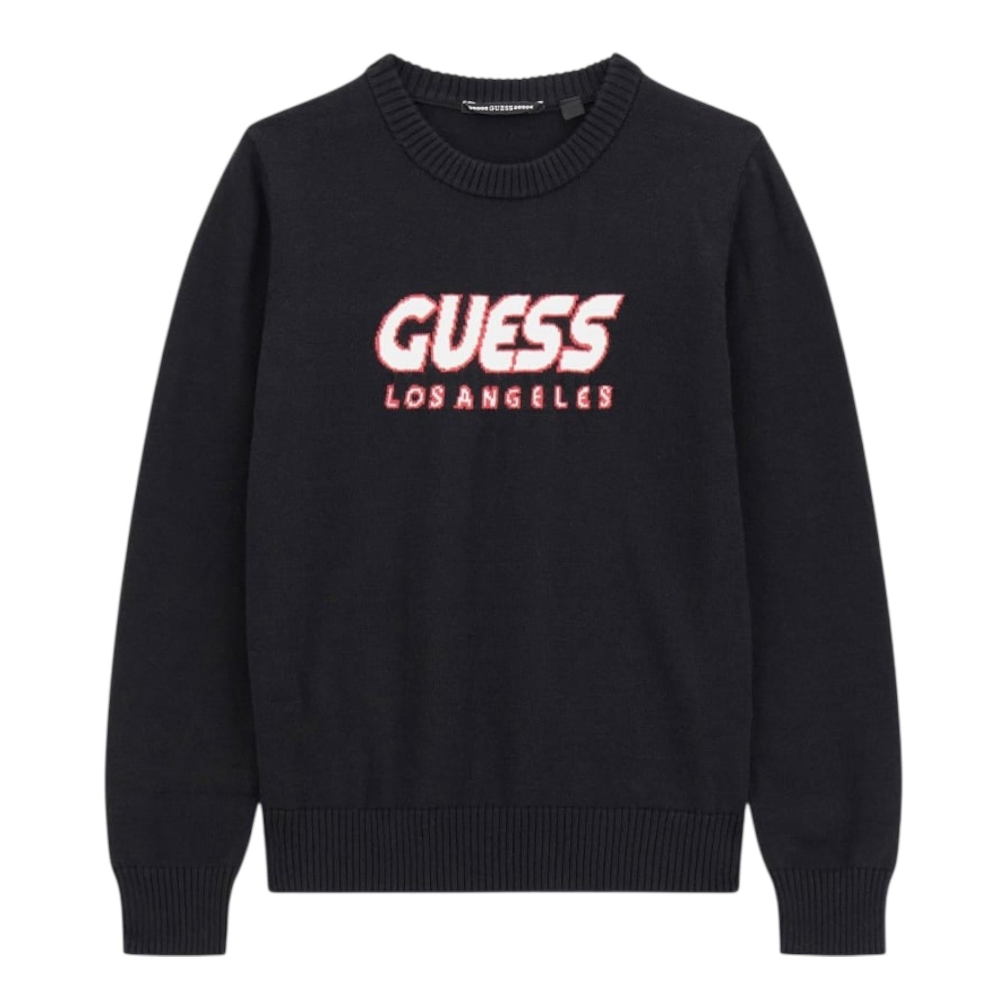 Guess Maglia Tinta Unita Girocollo con Stampa per Bambino L5RR01Z2BBO NERO GUESS 