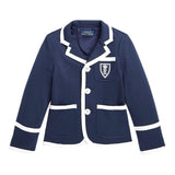 Ralph Lauren Giacca Tinta Unita Con Bottoni E Rifiniture In Contrasto Blu Per Bambina