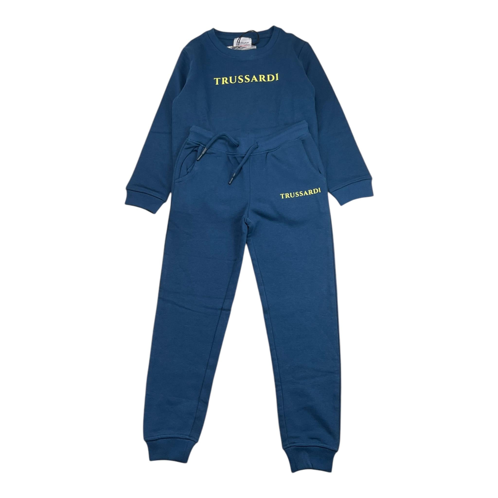 TRUSSARDI completo 2pz felpa-pantalone tinta unita Blu per Bambino TIA2402CF BLU TRUSSARDI 