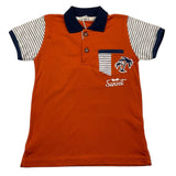 Emc Polo Mezza Manica Tinta Unita con Maniche In Contrasto Arancione per Bambino